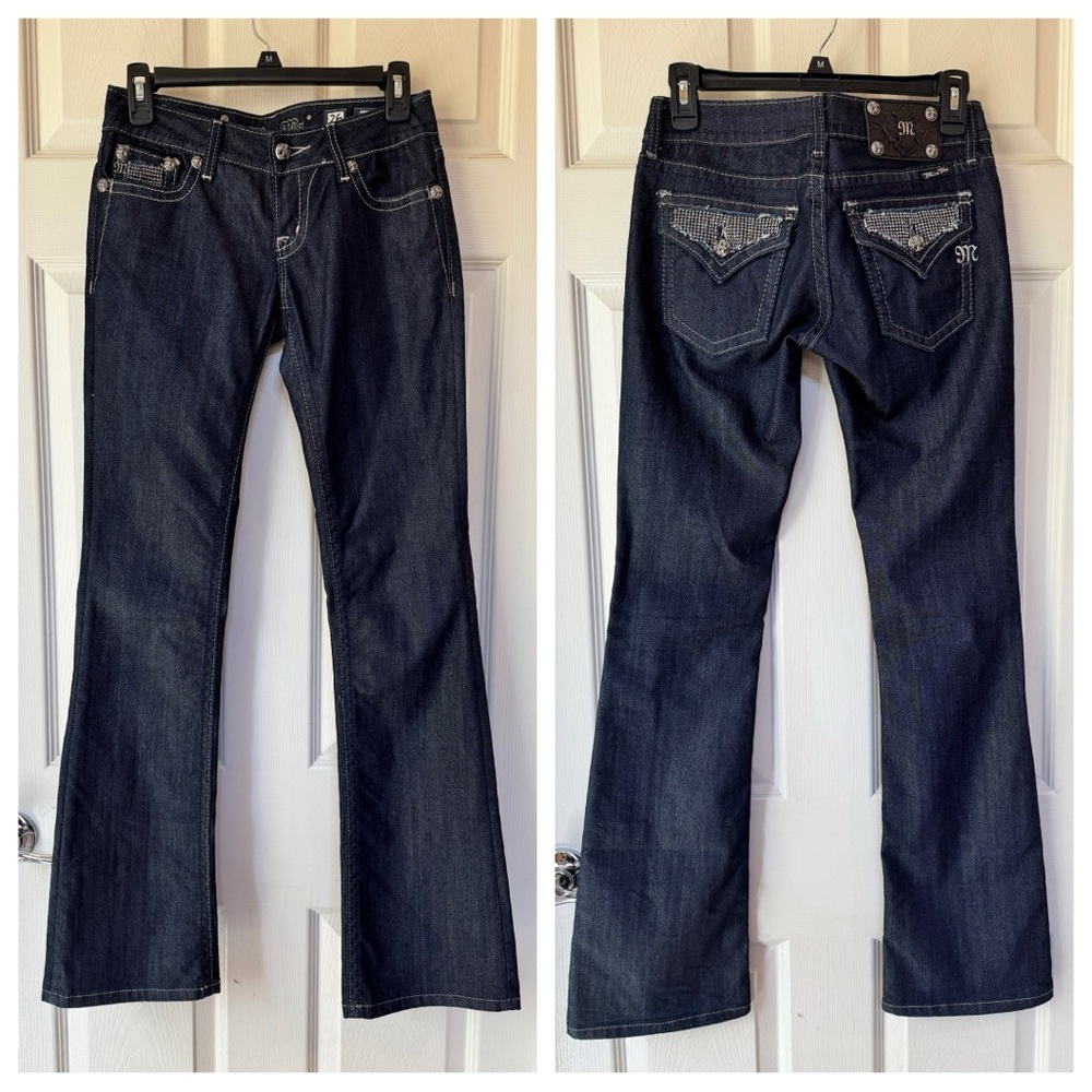 Miss Me Bootcut Jeans Women’s 26 JE5001BL Dark Denim Rhinestone Studded Pockets